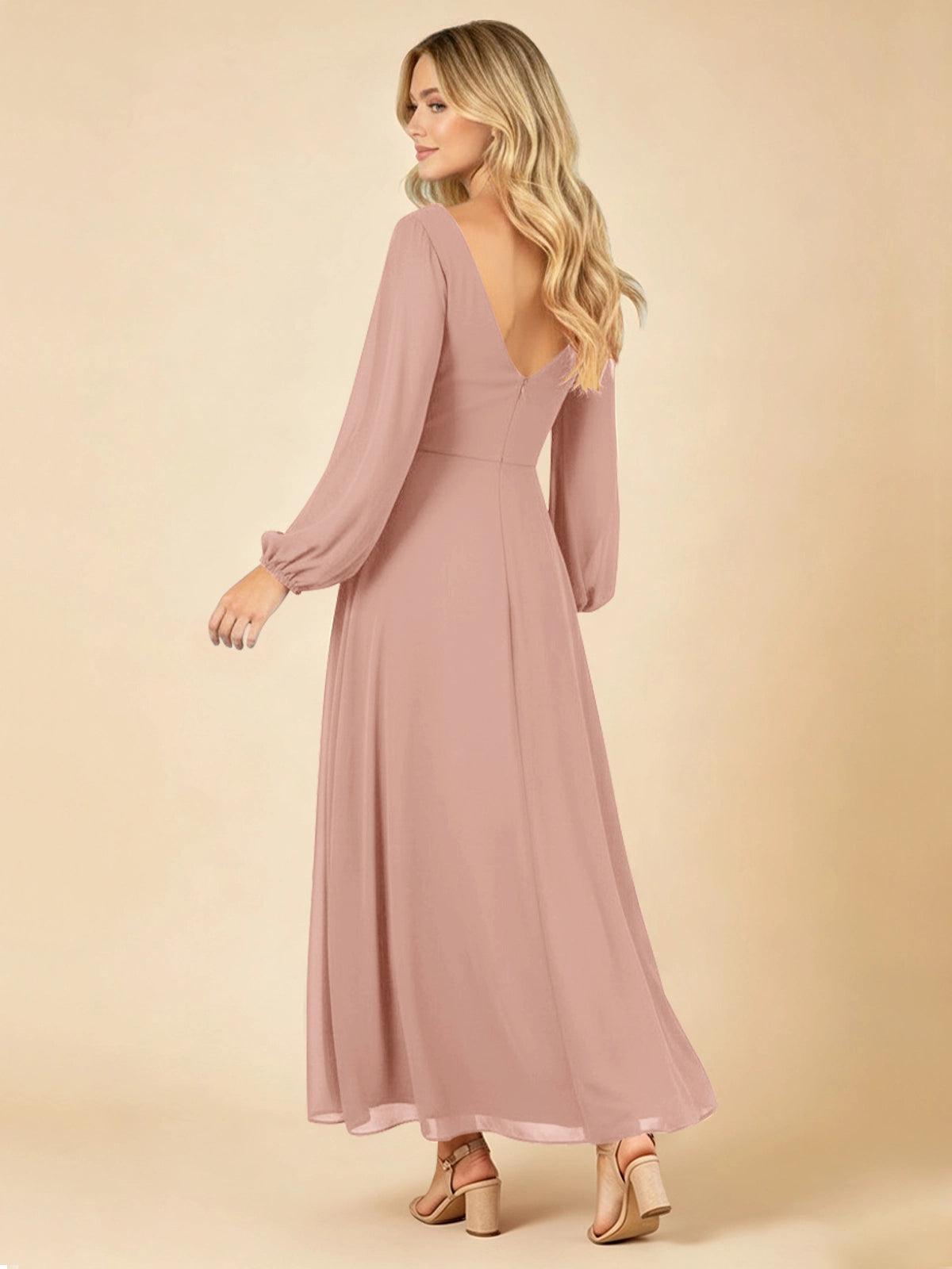 A-line Bridesmaid Dress with Long Sleeves 