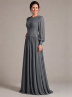 Chiffon Mother of the Bride Dress with Jewel Neckline 