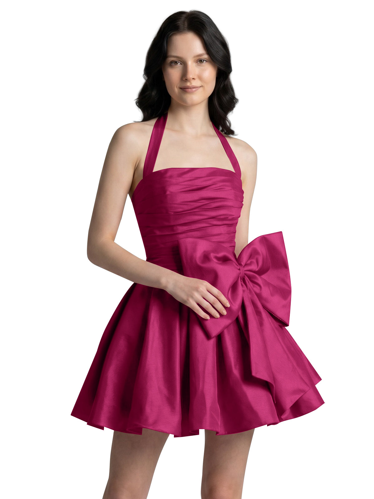 Halter Oversized Bow Mini Dress 