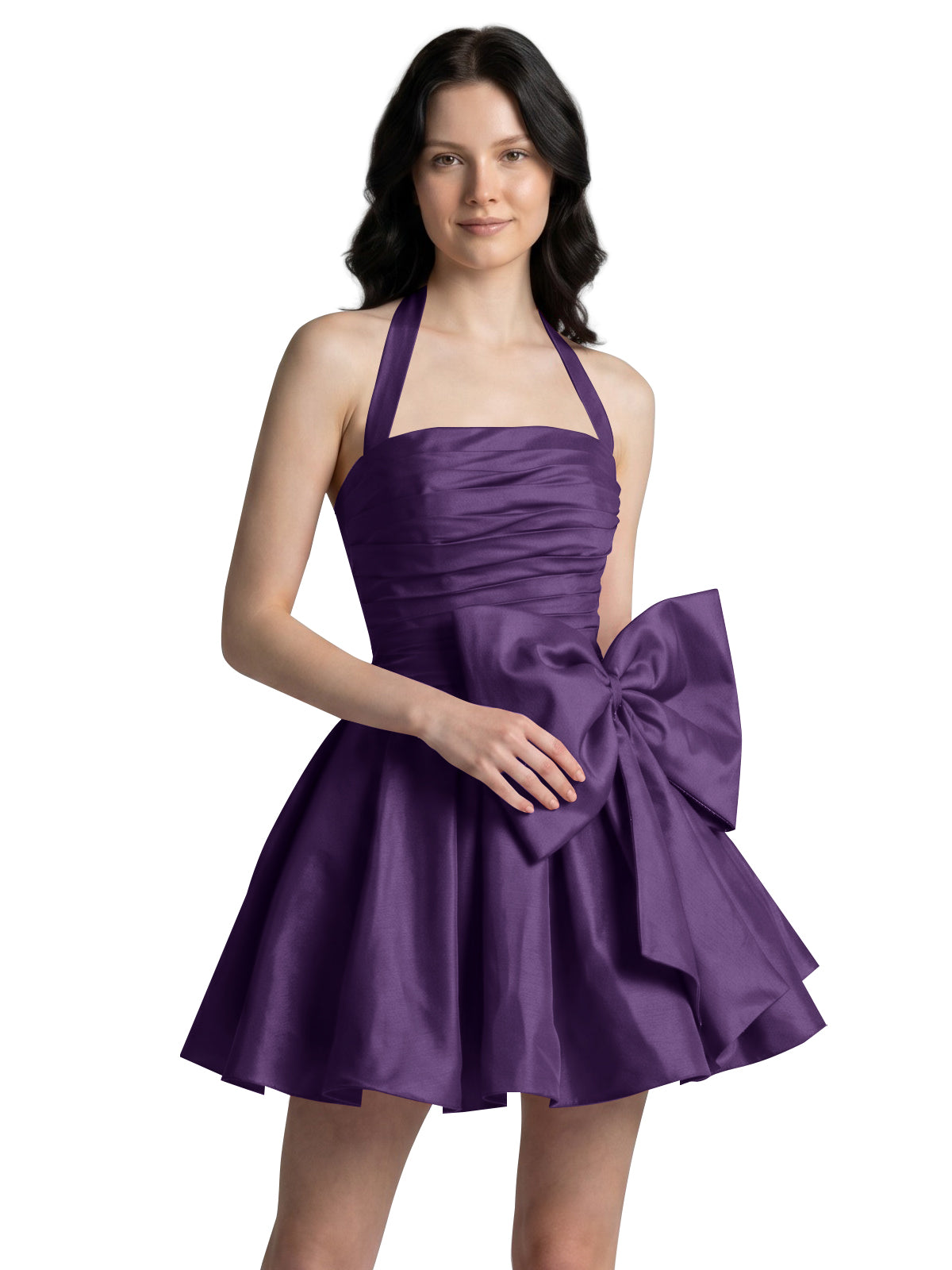 Halter Oversized Bow Mini Dress 
