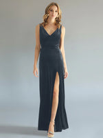 Velvet Bridesmaid Dress with Slit 