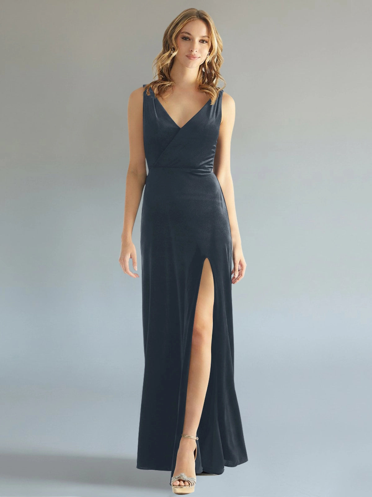 Velvet Bridesmaid Dress with Slit 