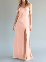 Off-the-Shoulder Slit Bridesmaid Dress 