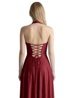 Halter Beaded Prom Dress 