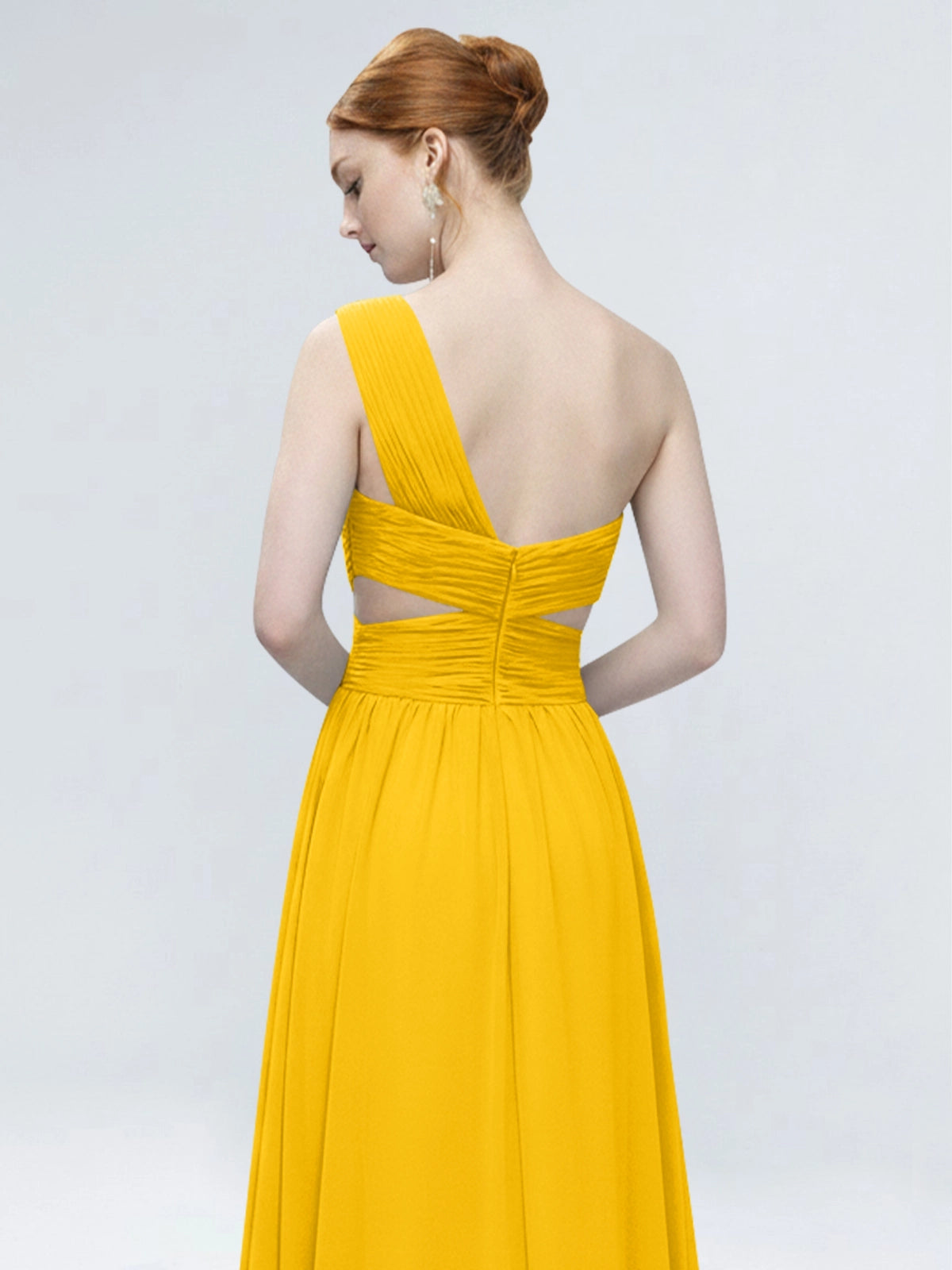 One-Shoulder Side Cut-Out Bridesmaid Dress 