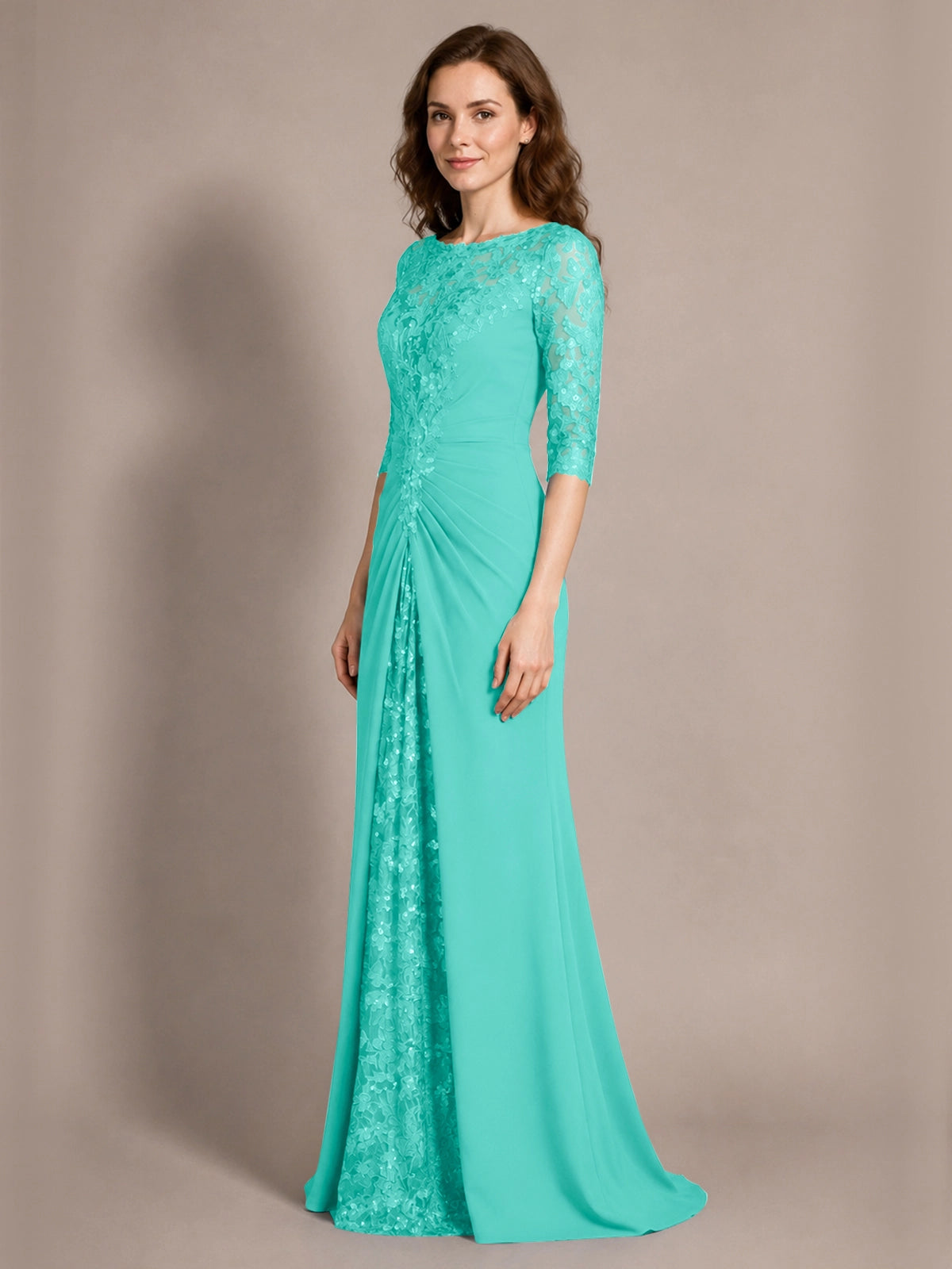 Lace Mother of the Bride Dress with Applique 