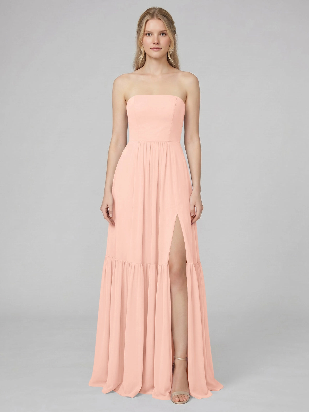 Strapless Bridesmaid Dress with Slit 