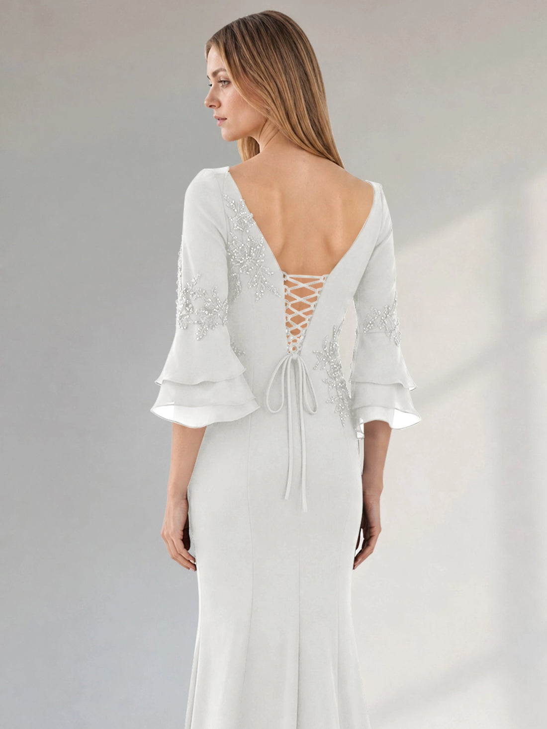 Chiffon Mother of the Bride Dress with 3/4 Sleeves