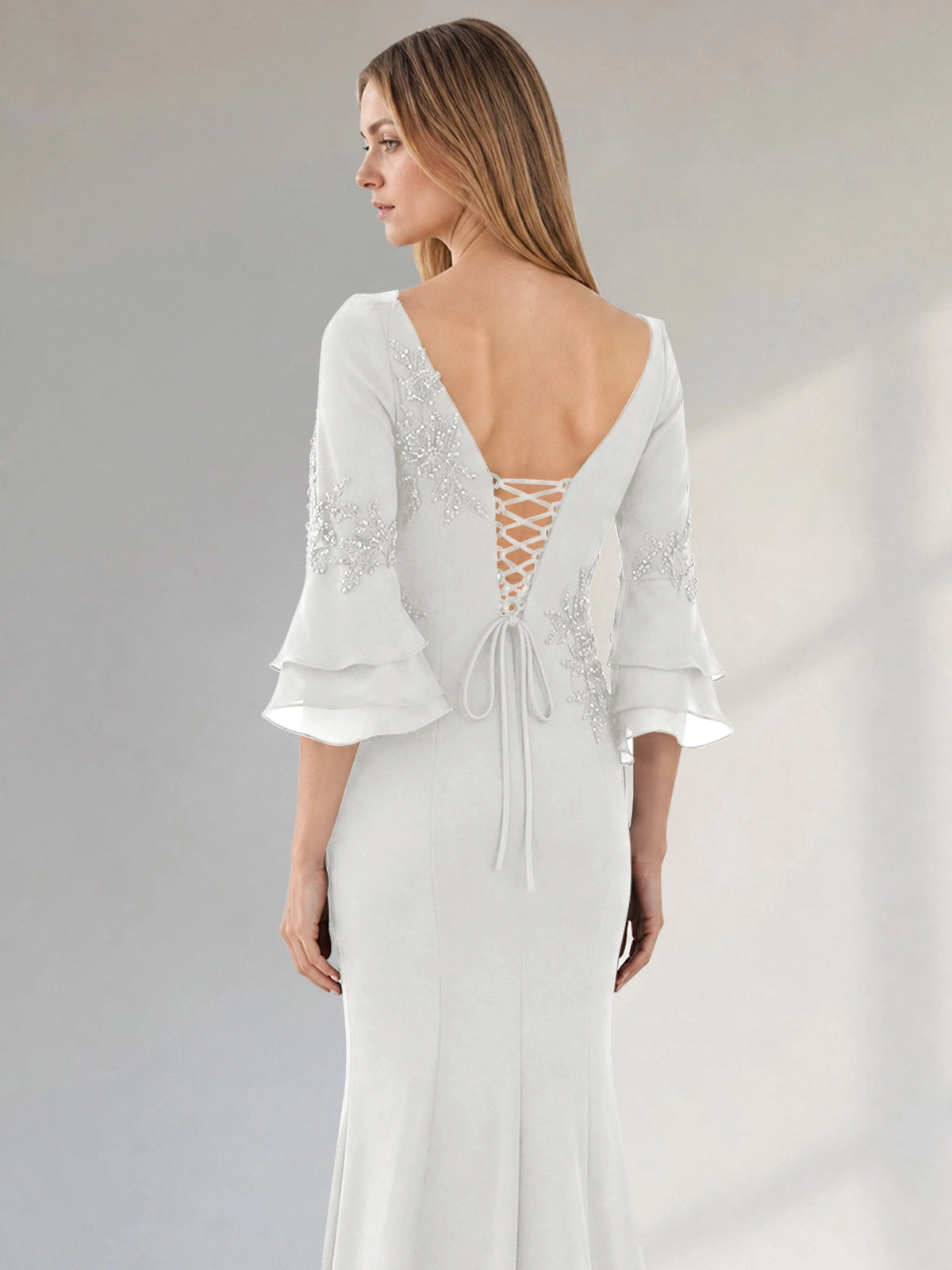Chiffon Mother of the Bride Dress with 3/4 Sleeves