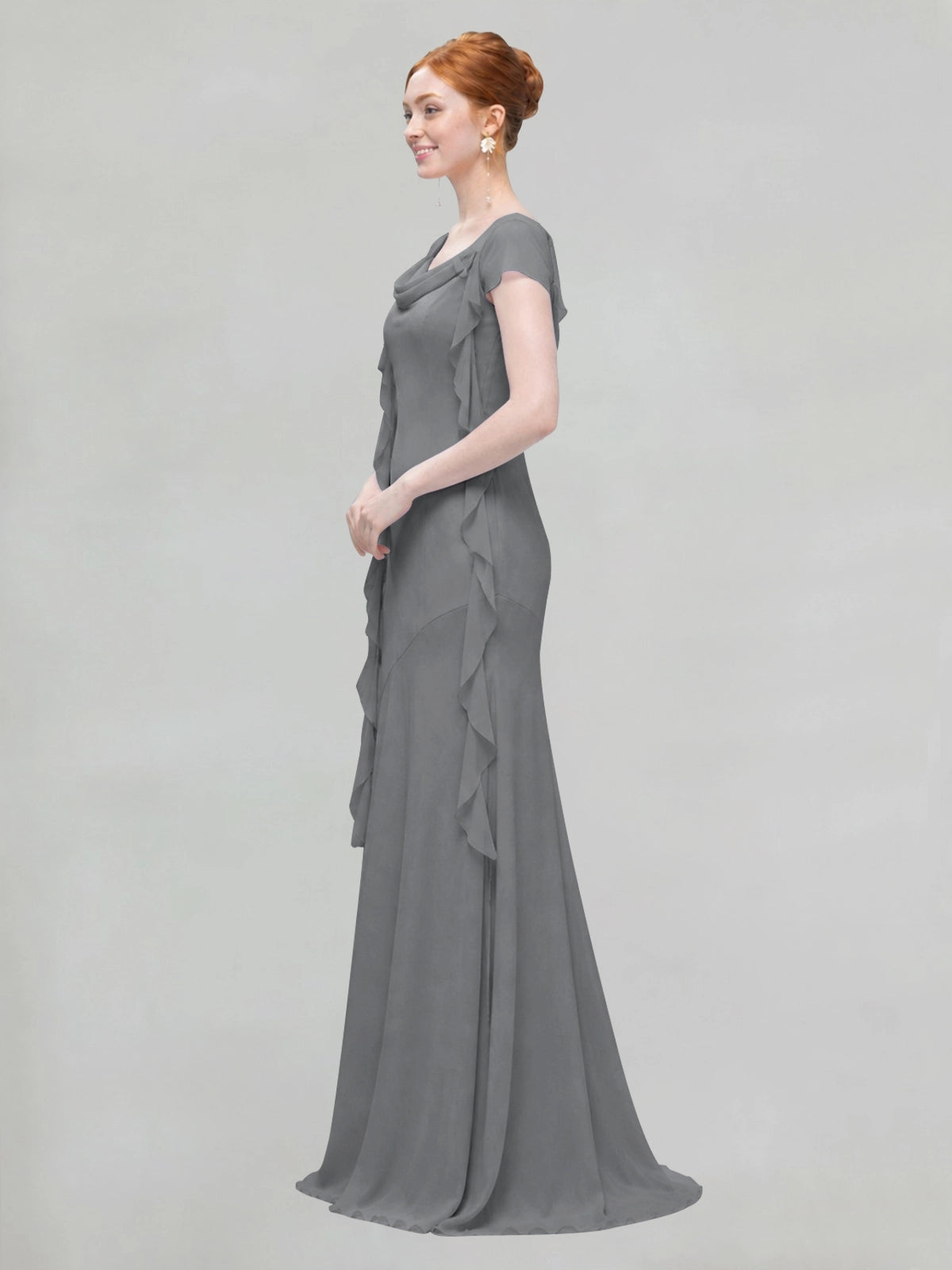 Flowy Ruffle Sheath Bridesmaid Dress 