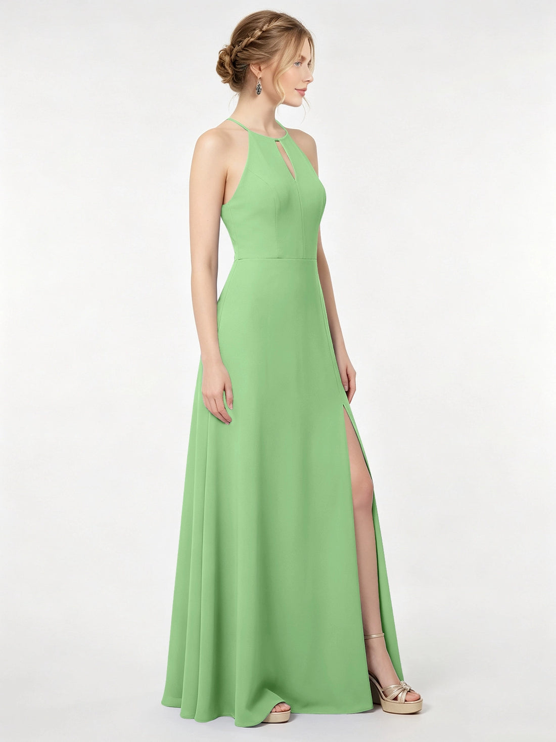Chiffon Bridesmaid Dress with Halter 