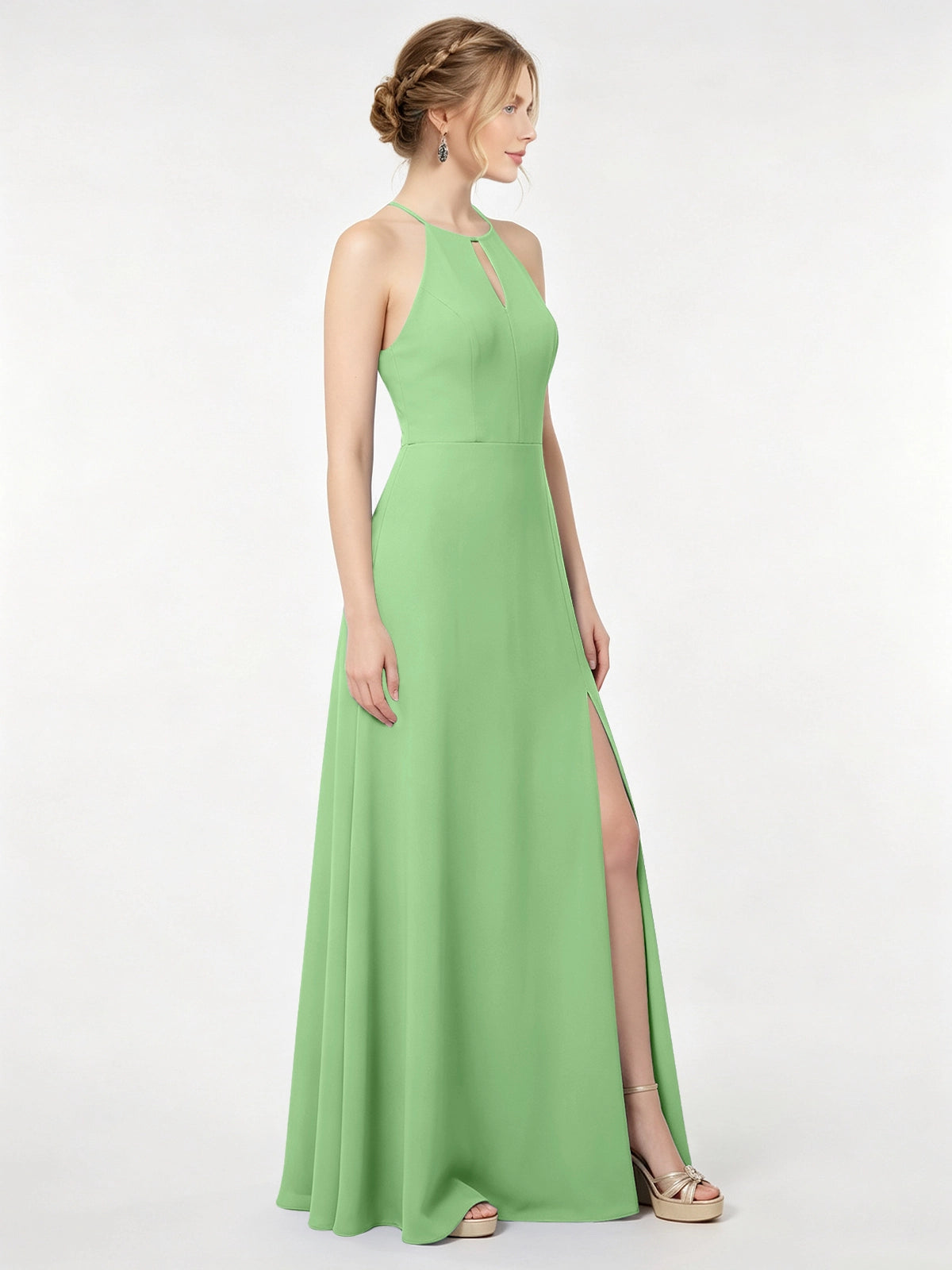 Chiffon Bridesmaid Dress with Halter 