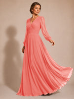 Chiffon Mother of the Bride Dress with Long Sleeves 