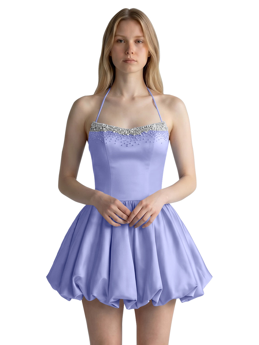 Beading Bubble Hem Mini Dress 