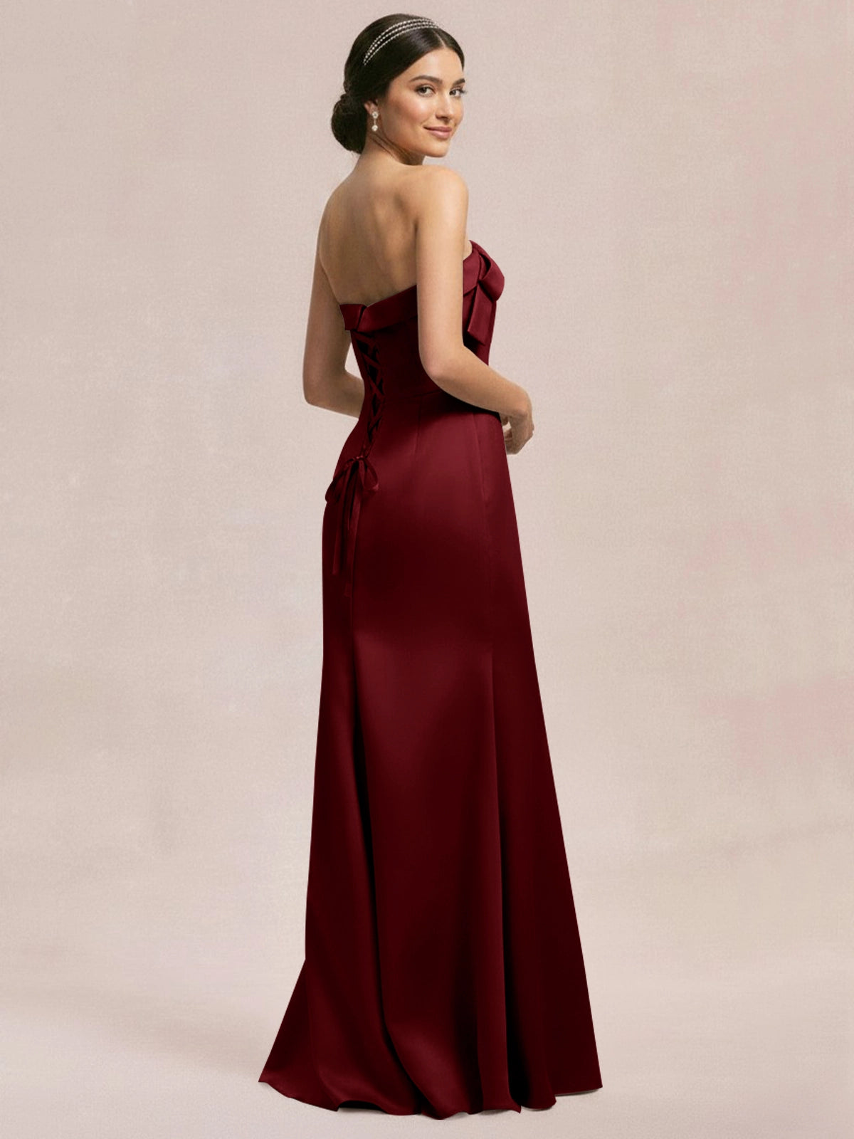 Satin Bow Accent Bridesmaid Dress 