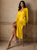 Silk-like Mother of the Bride Dress with Self-Tie Sash 