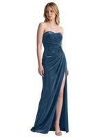 Velvet Prom Dress with Beaded Applique 