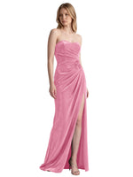 Velvet Prom Dress with Beaded Applique 