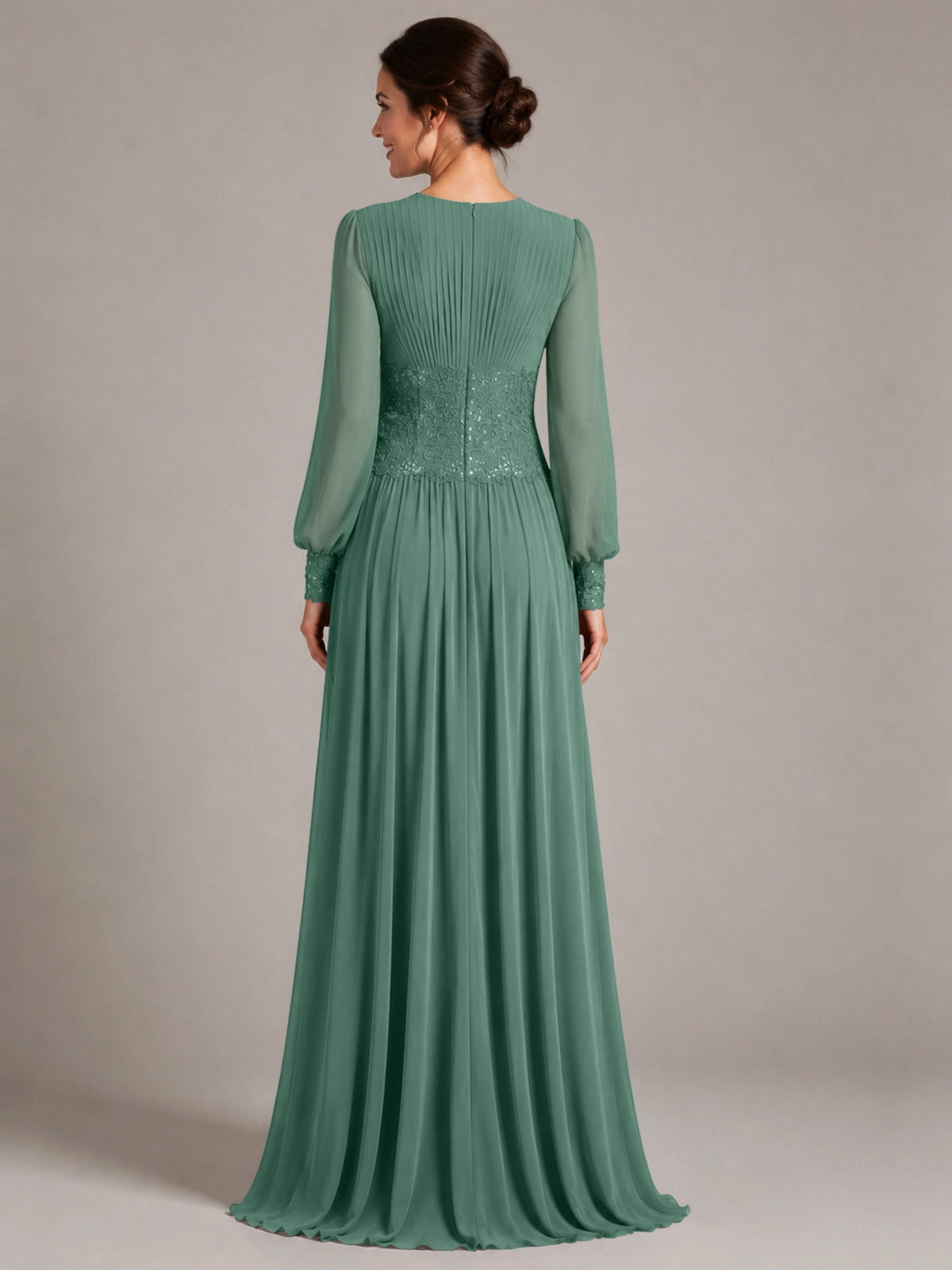 Chiffon Mother of the Bride Dress with Jewel Neckline 