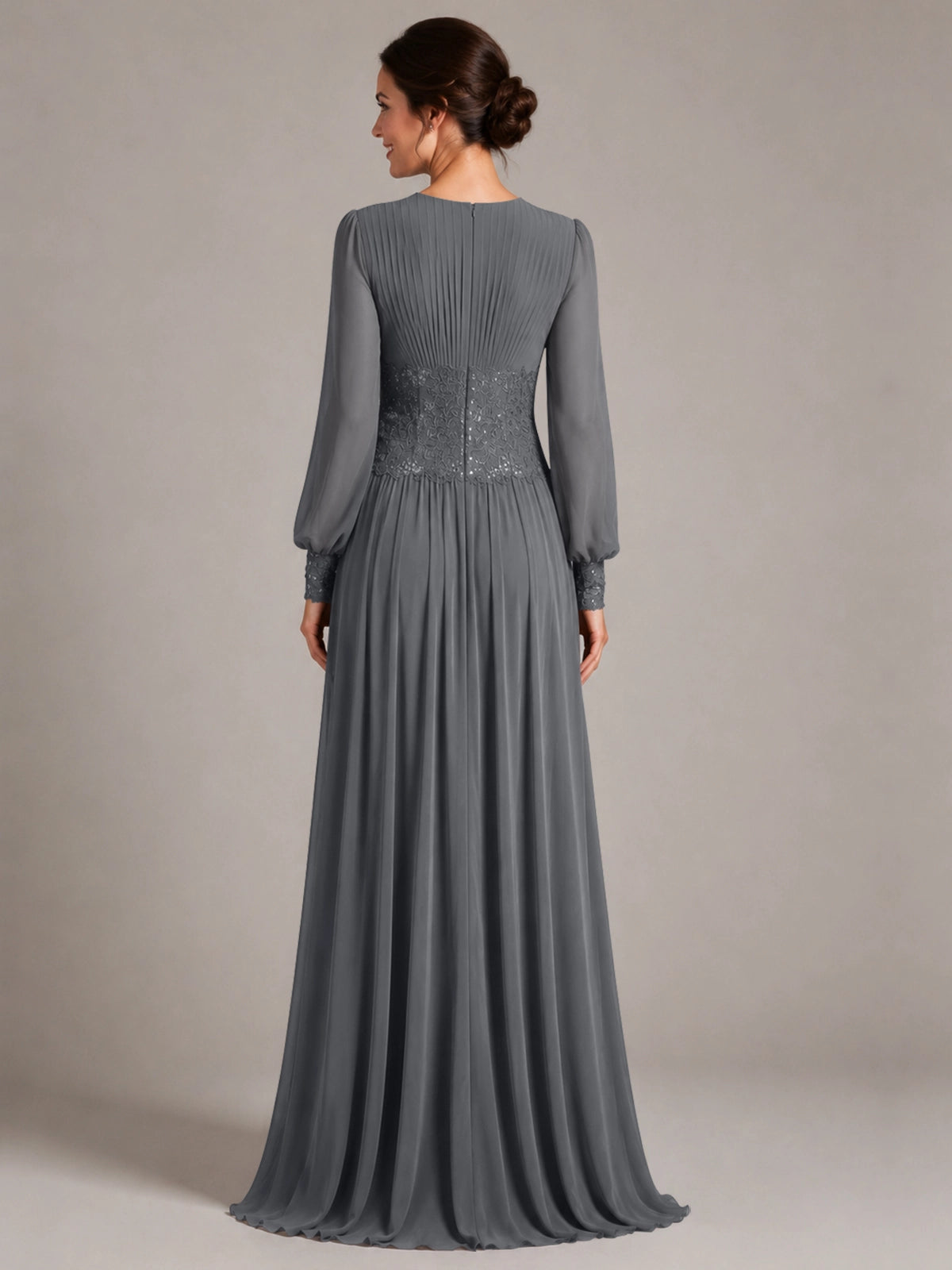Chiffon Mother of the Bride Dress with Jewel Neckline 