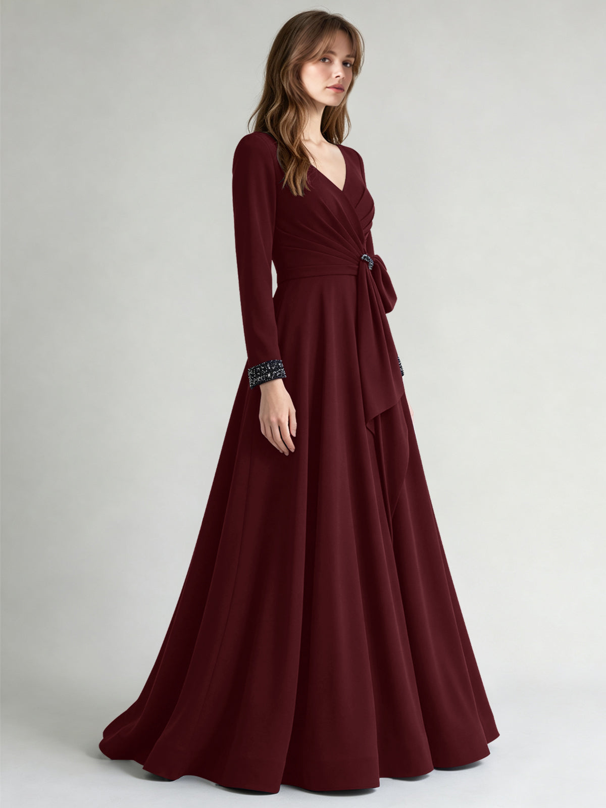 Stretch Satin Mother of the Bride Dress with Crystal