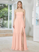 Strapless Bridesmaid Dress with Slit 