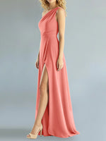 One-Shoulder Bridesmaid Dress with Slit