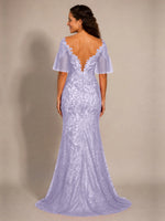 Mermaid Mother of the Bride Dress with V-neck 