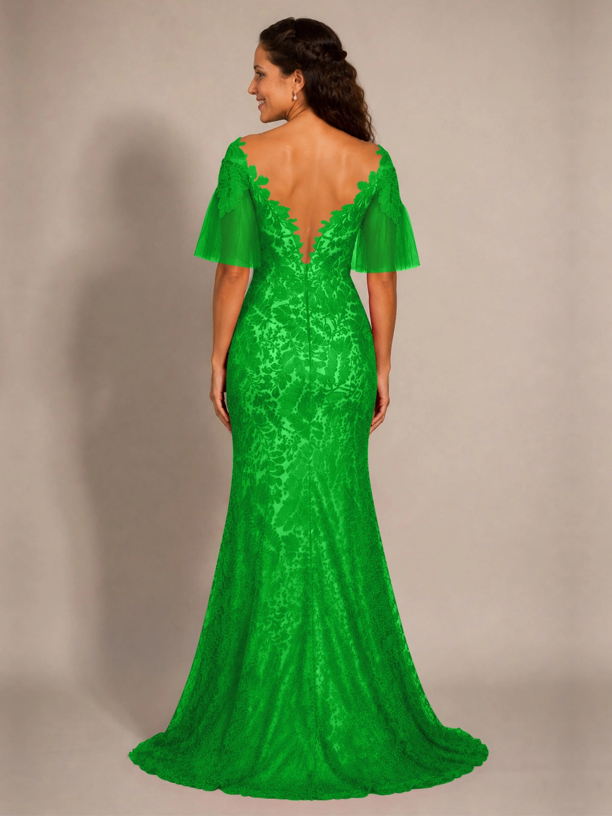Mermaid Mother of the Bride Dress with V-neck 