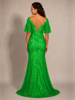Mermaid Mother of the Bride Dress with V-neck 