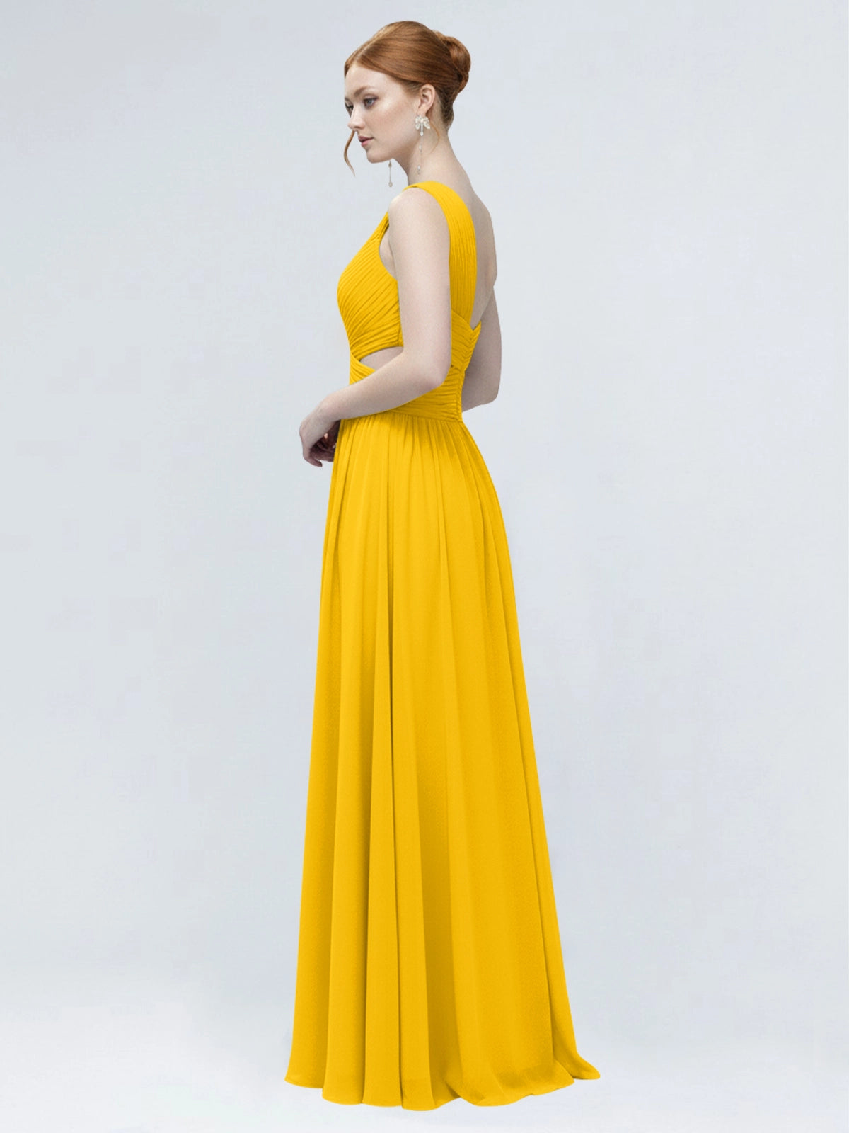 One-Shoulder Side Cut-Out Bridesmaid Dress 