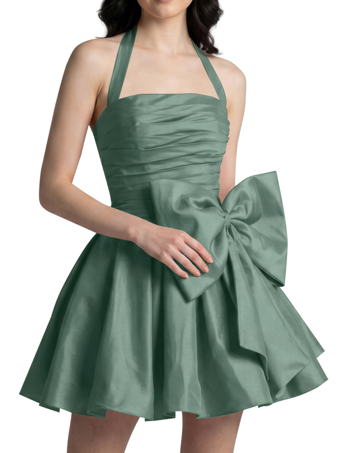 Halter Oversized Bow Mini Dress 