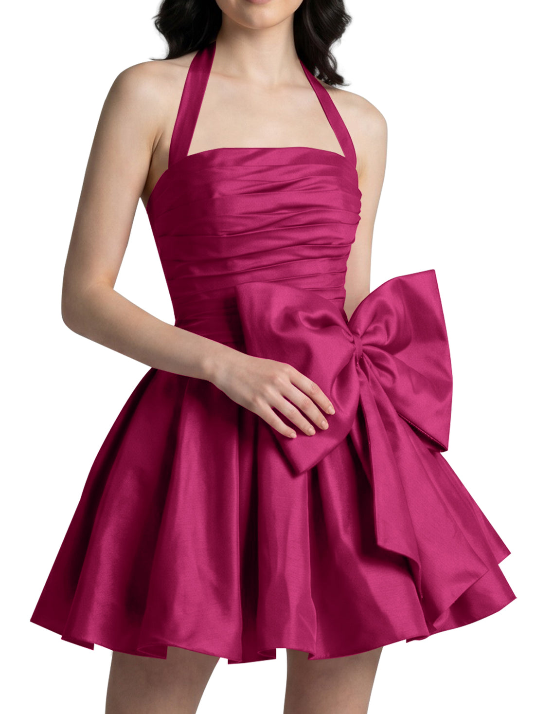 Halter Oversized Bow Mini Dress 
