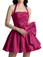 Halter Oversized Bow Mini Dress 