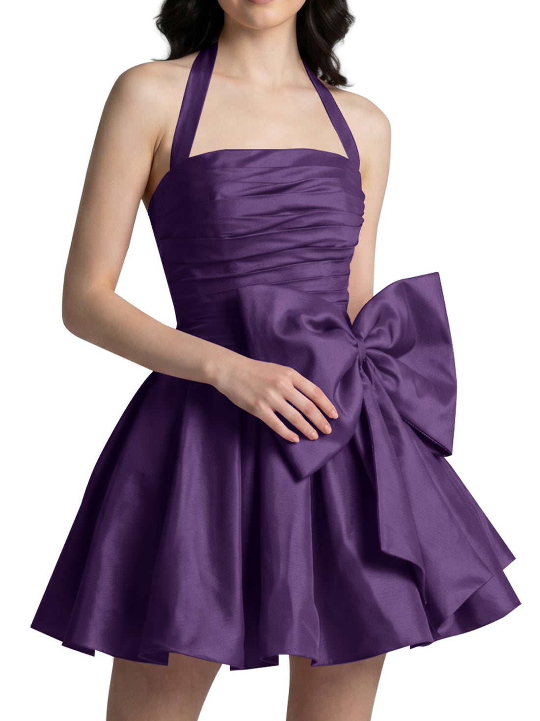 Halter Oversized Bow Mini Dress 