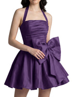 Halter Oversized Bow Mini Dress 