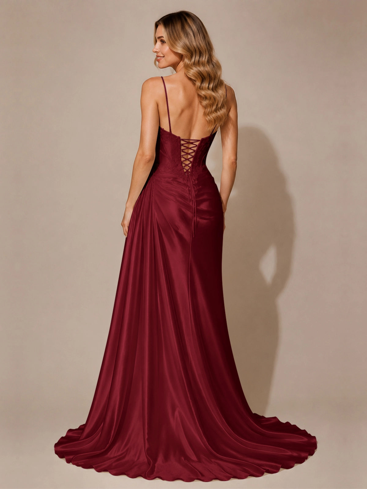 Silk-like Prom Dress with Appliques