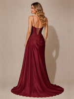 Silk-like Prom Dress with Appliques