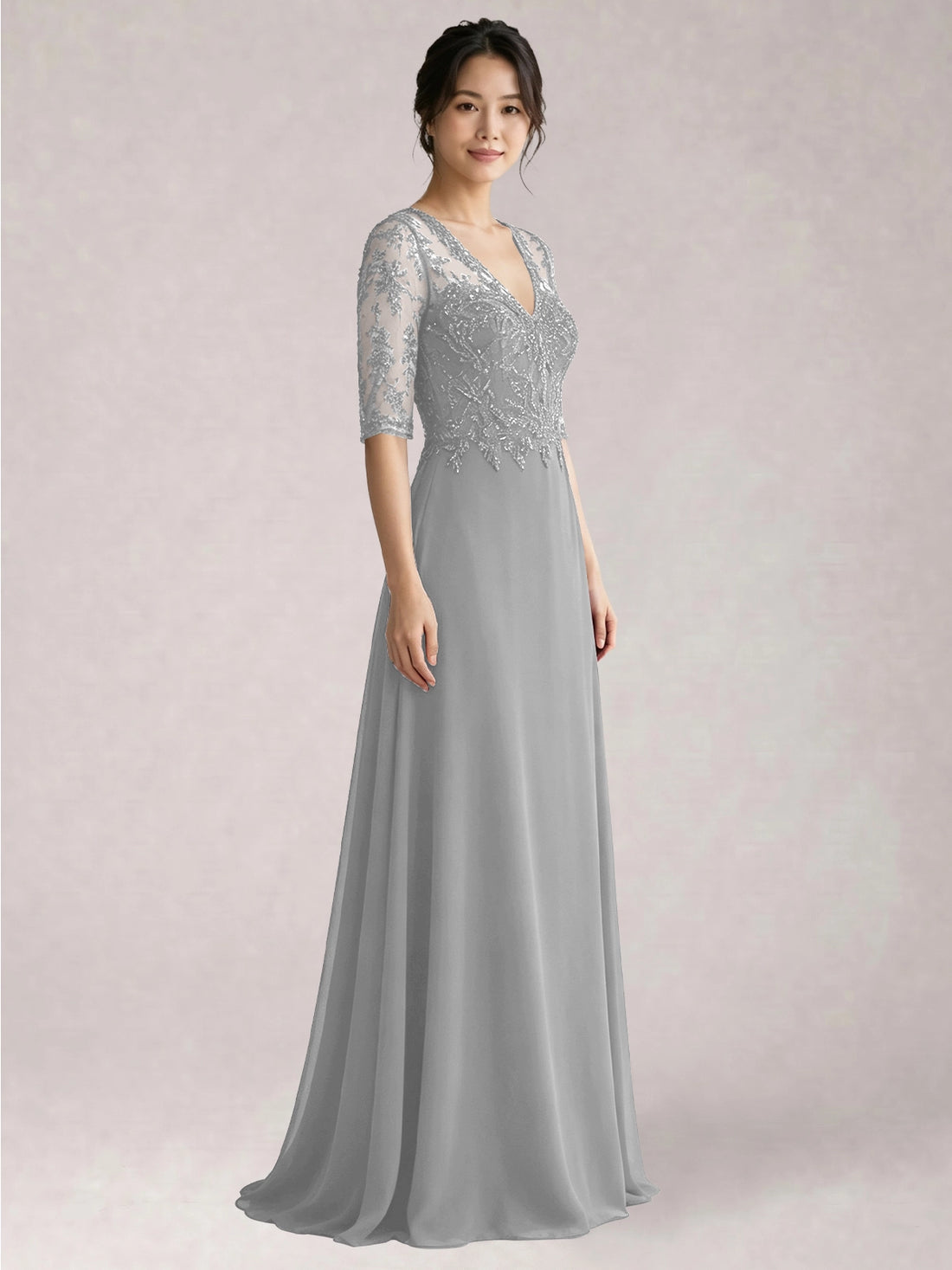 Lace Mother of the Bride Dress with Half Sleeves