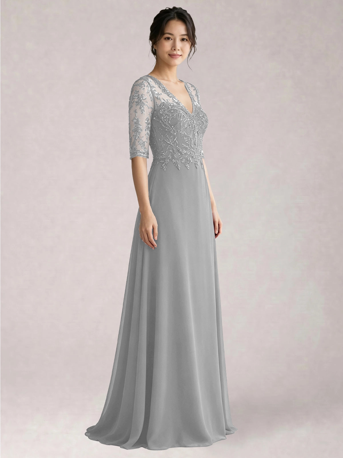 Lace Mother of the Bride Dress with Half Sleeves
