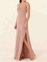 Chiffon Bridesmaid Dress with Slit 
