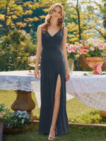 Velvet Bridesmaid Dress with Slit 