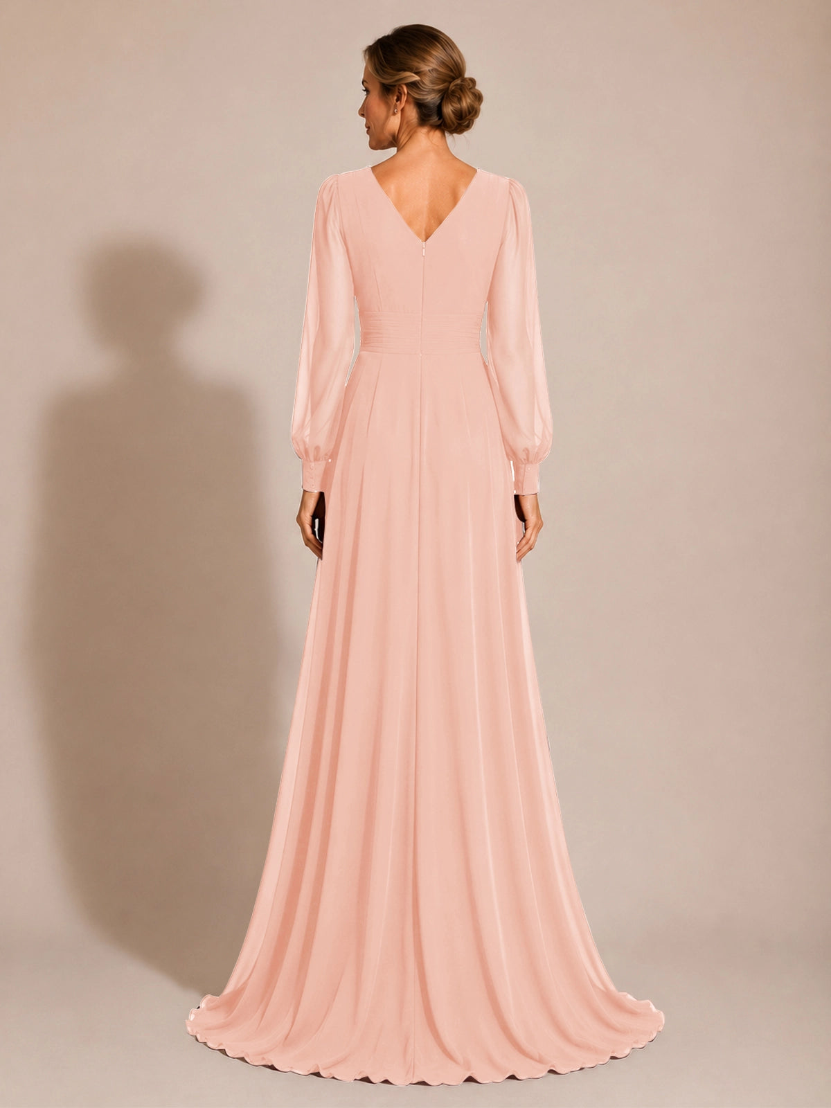 Chiffon Mother of the Bride Dress with Long Sleeves 
