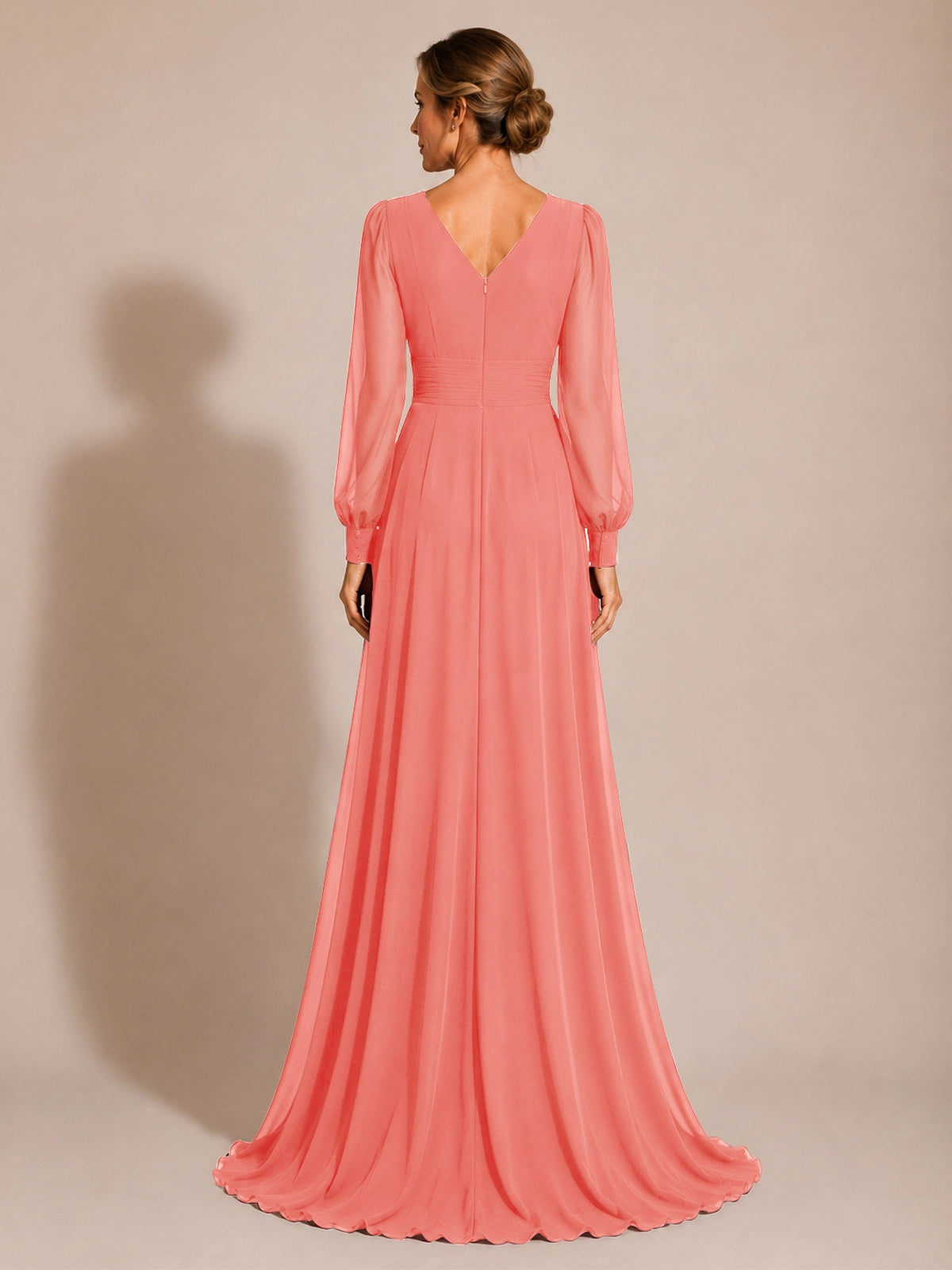 Chiffon Mother of the Bride Dress with Long Sleeves 