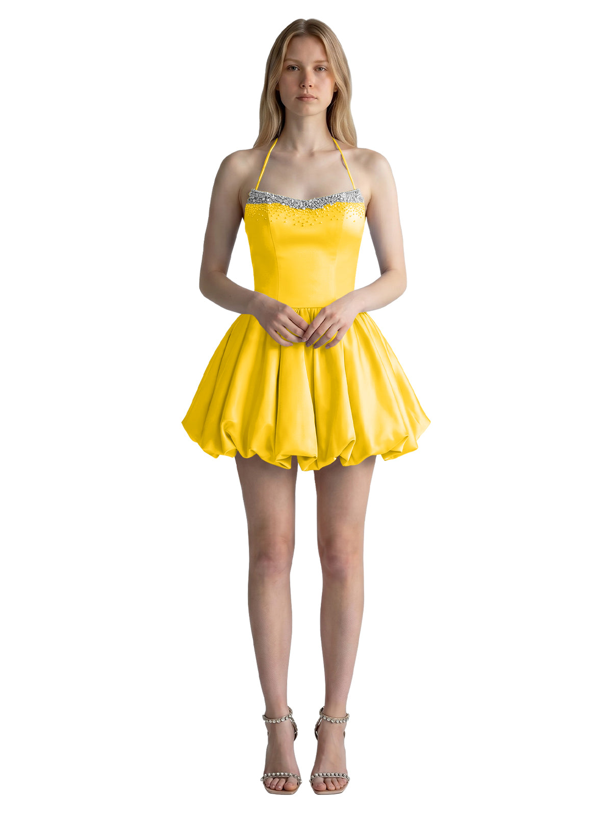 Beading Bubble Hem Mini Dress 