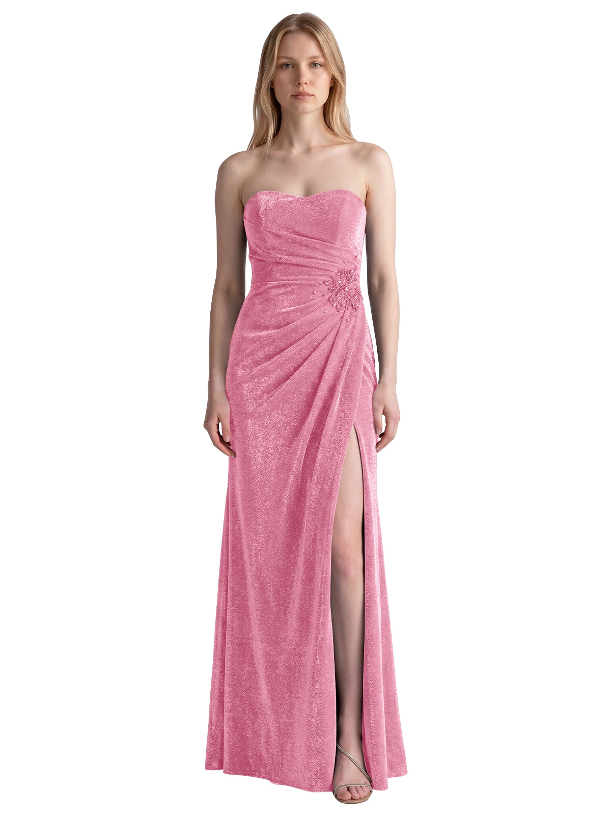 Velvet Prom Dress with Beaded Applique 