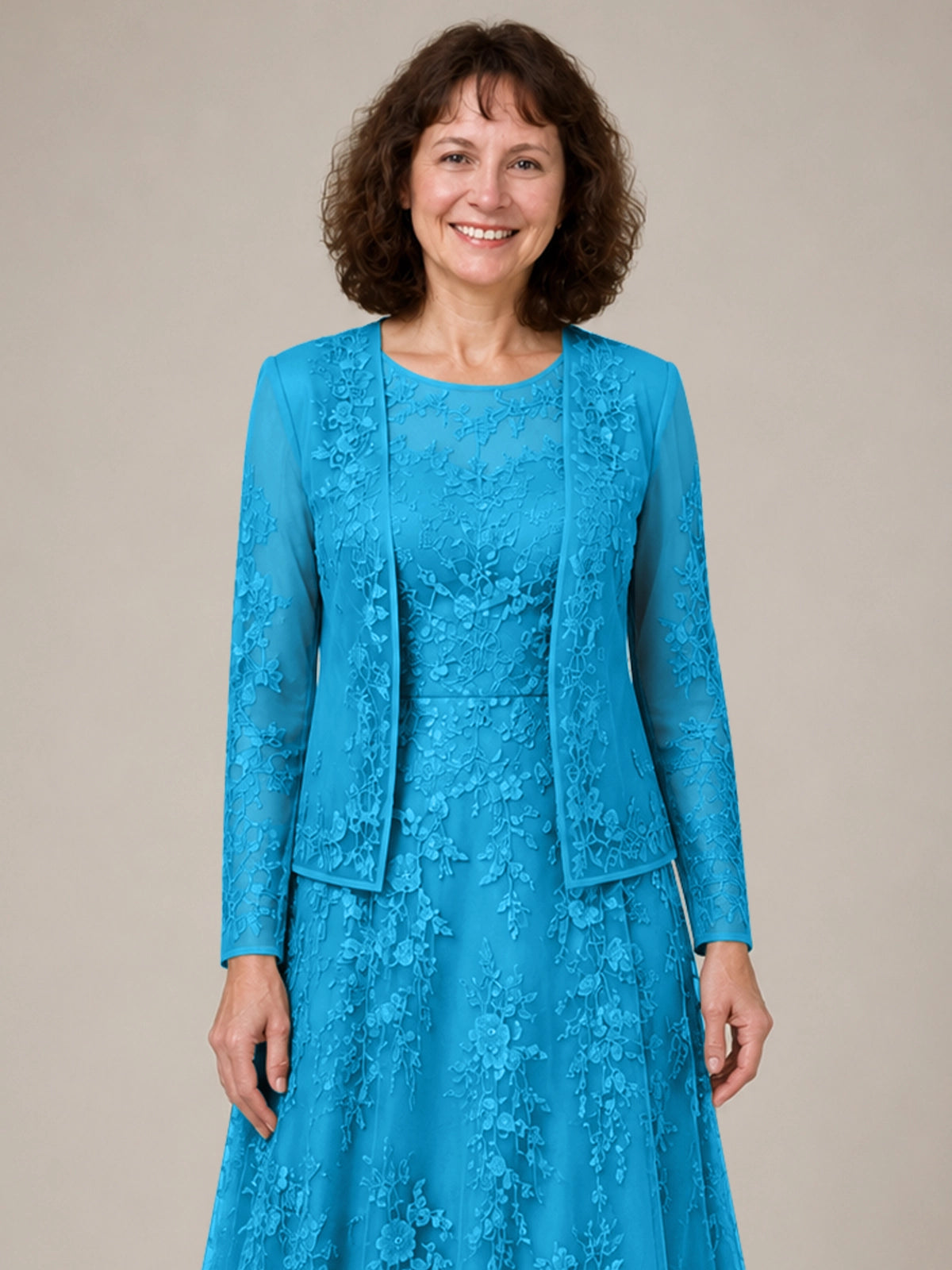 A-line Mother of the Bride Dress with Lace 