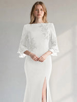 Chiffon Mother of the Bride Dress with 3/4 Sleeves