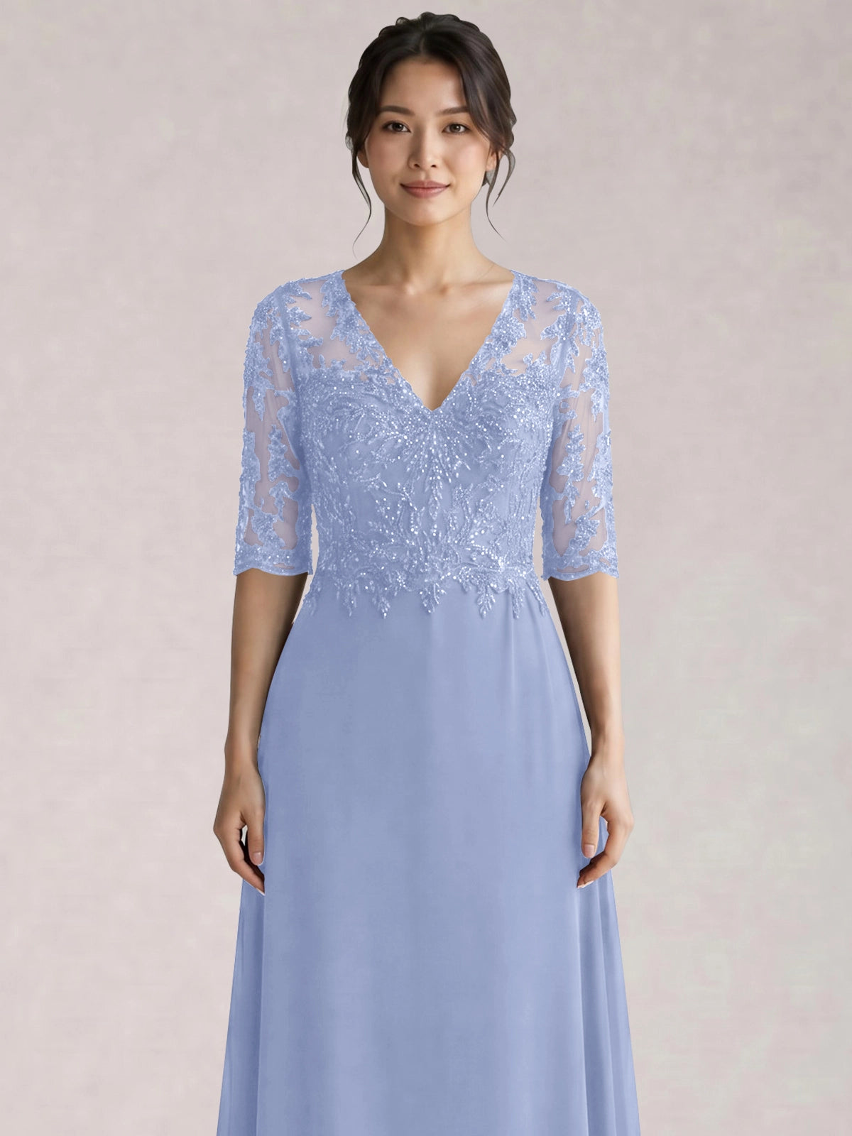 Lace Mother of the Bride Dress with Half Sleeves