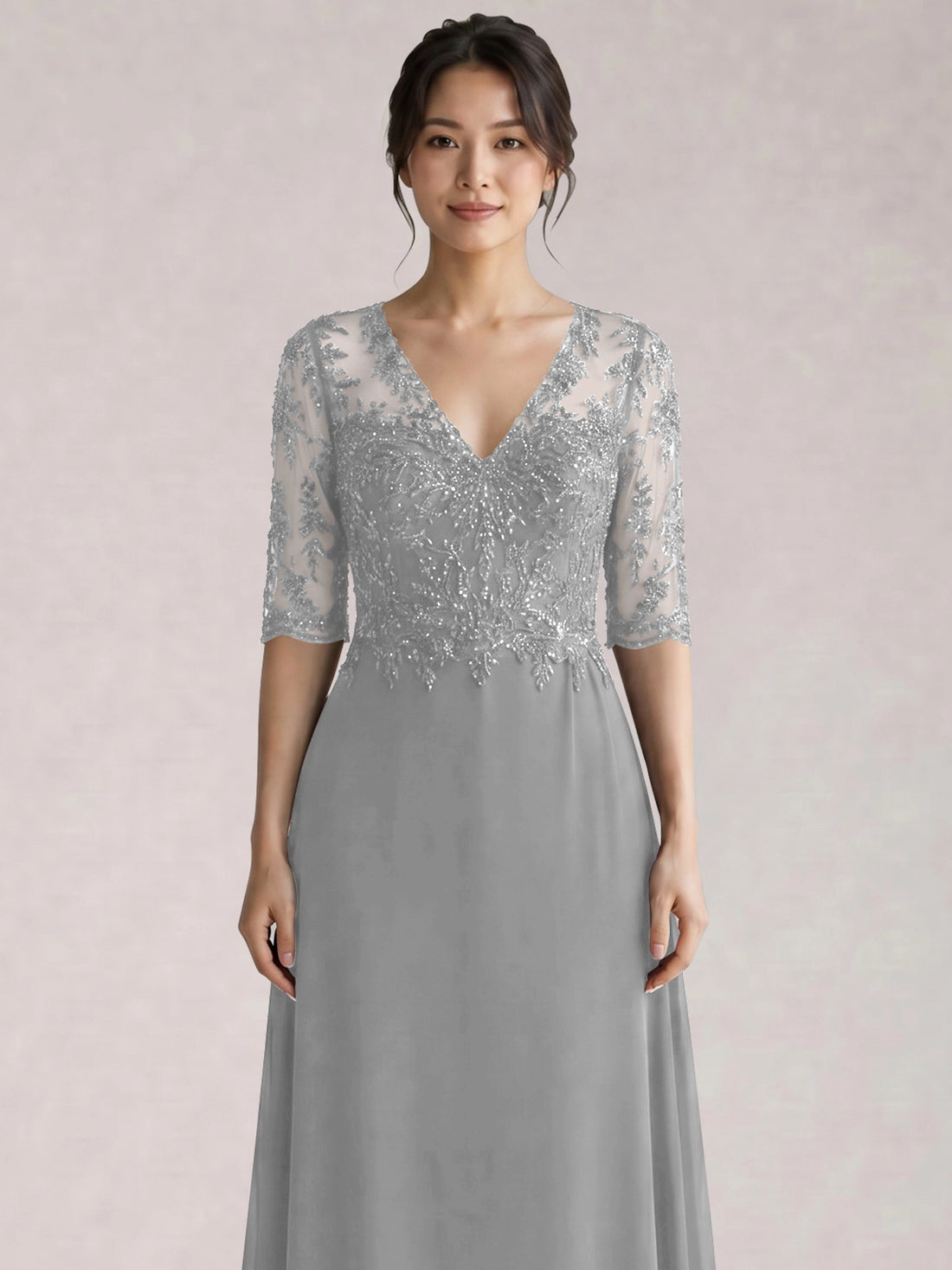 Lace Mother of the Bride Dress with Half Sleeves